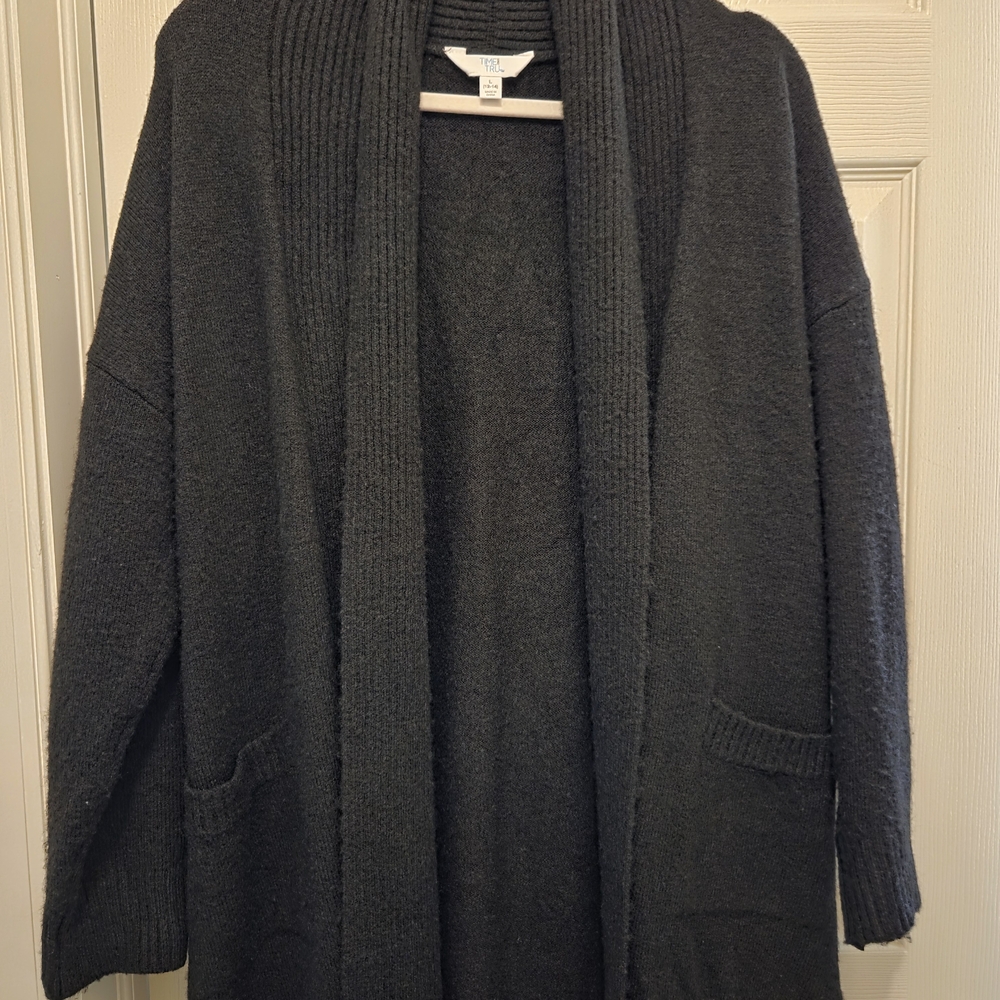 Cozy Black Open-Front Sweater